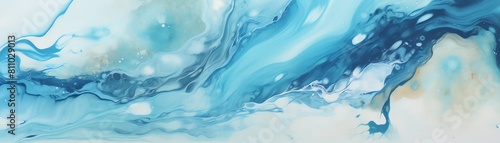 Generate an abstract painting with a blue and white color scheme