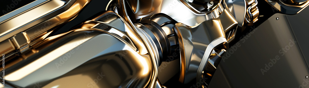 Metallic gold accents contrasting sharply against a matte black backdrop Metallic gold accents contrasting sharply against a matte black backdrop