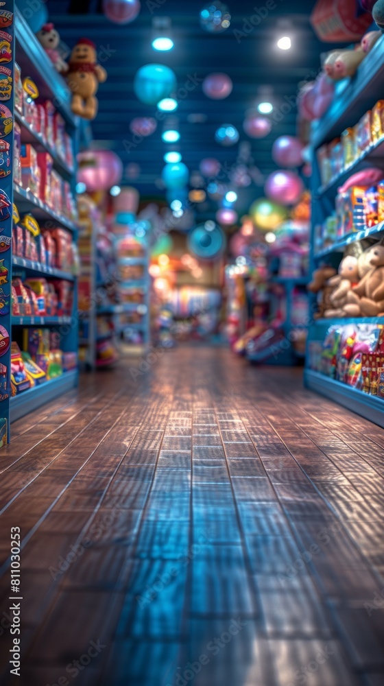 Defocused Blurred Background of Toys Store Interior