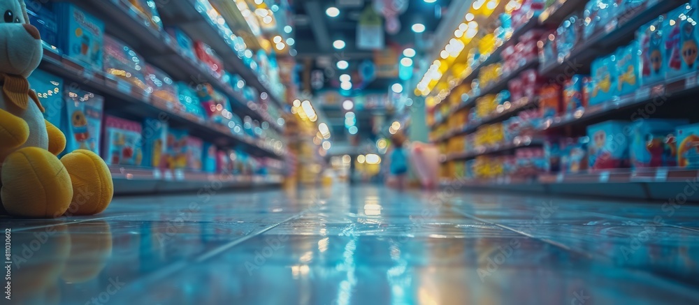 Defocused Blurred Background of Toys Store Interior