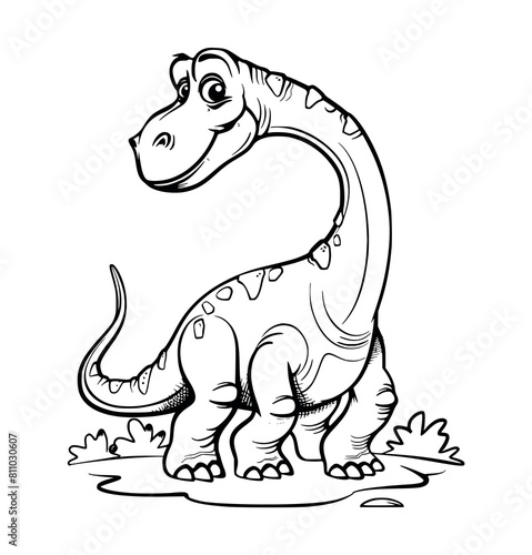 Dinosaur cartoon coloring page for kids - coloring book