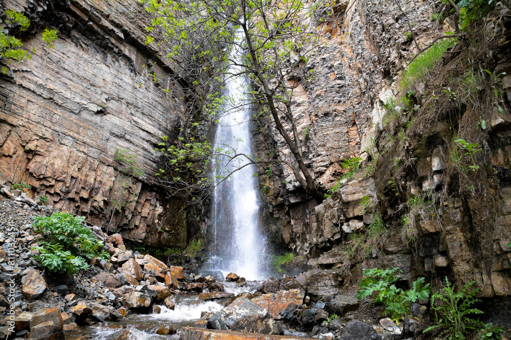 Tall waterfall wall art. Hight waterfall print set. Rocky mount and cascading waterfall. Beautiful waterfall picture