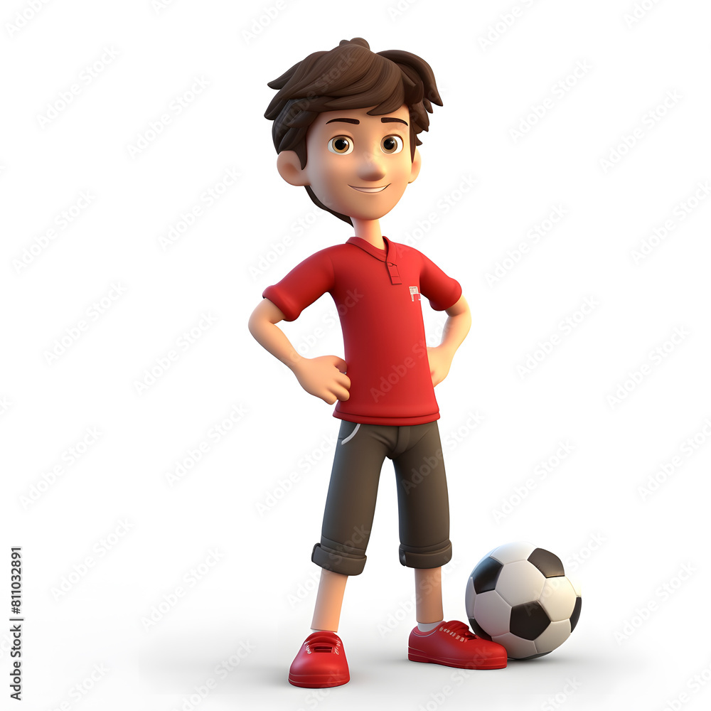 3D anime character with football 3D anime character with football