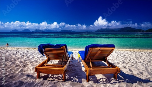 Chaise longue on a beach photo