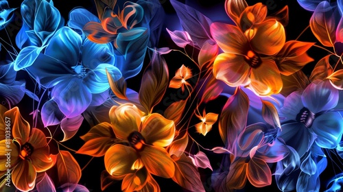 Designs with floral patterns can be used for fabrics, motifs, backgrounds, wallpapers, covers, etc. photo