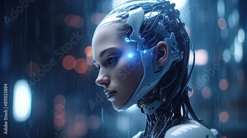 Photo future artificial intelligence robot and cyborg