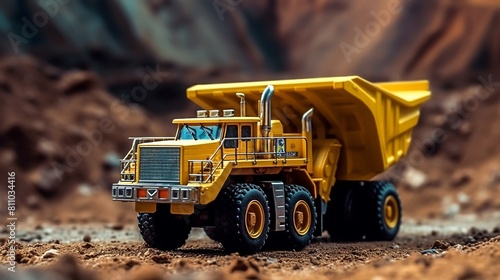 Dump truck in the open pit mining of iron ore and coal