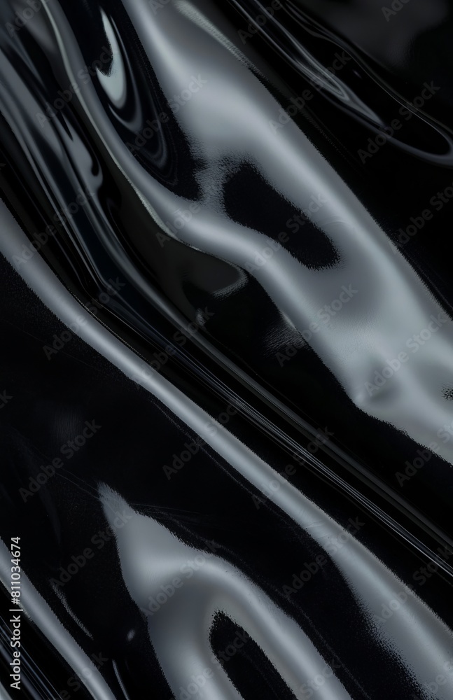 A close up of black shiny fabric. A close up of black shiny fabric.