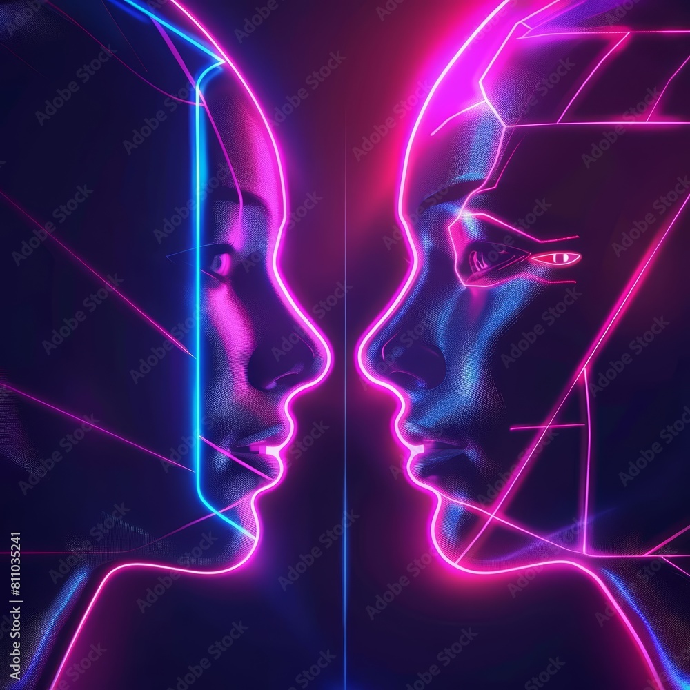 Futuristic color neon of an artificial intelligence conference Futuristic color neon of an artificial intelligence conference