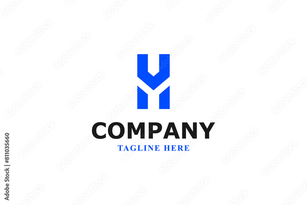 Obraz premium letter v and h blue modern logo