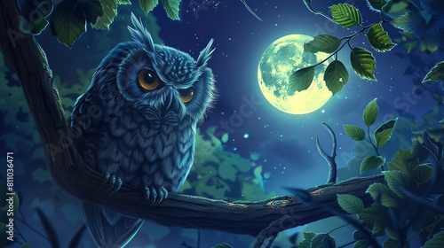 surreal illustration of a little mischievous goblin who looks like an owl photo