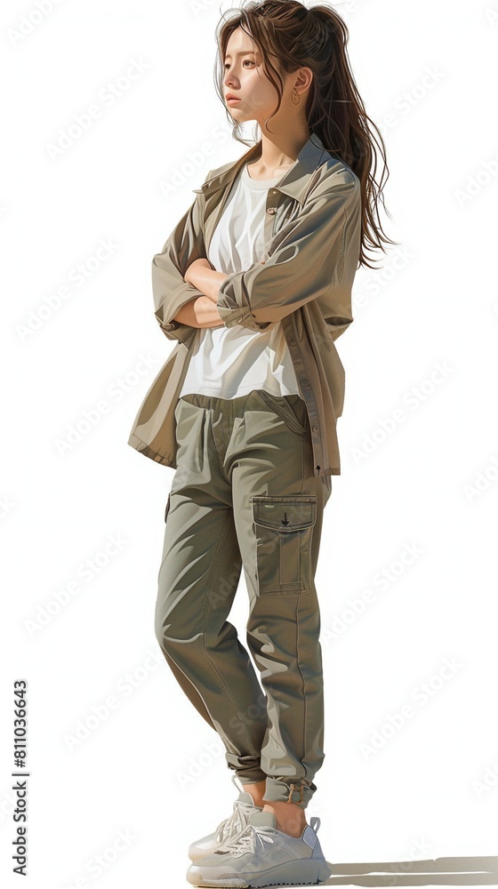 30 year old korean woman standing, simple style 30 year old korean woman standing, simple style