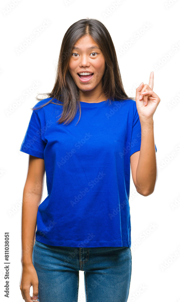Young asian woman over isolated background pointing finger up with successful idea. Exited and happy. Number one. Young asian woman over isolated background pointing finger up with successful idea. Exited and happy. Number one.