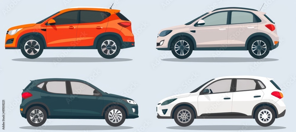 Fototapeta Colorful car silhouettes  versatile vector illustrations for posters, banners, and ads