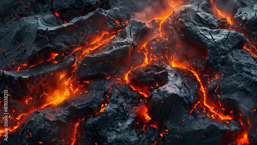 Molten Lava Flow Texture in Vivid Detail, Perfect for Natural Disaster Concepts and High-Intensity Backgrounds 8k Wallpaper High-resolution photo