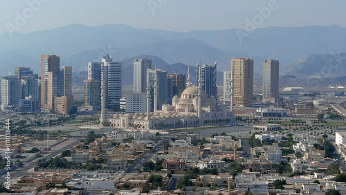 
Grand sheikh Zayed mosque, Fujairah, aerial, uae,2022
The Sheikh Zayed Mosque is the main mosque in the Emirate of Fujairah, Drone view 2022
