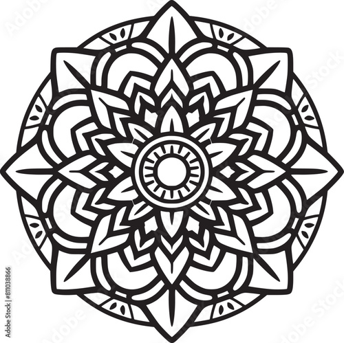 Mandala black and white vector