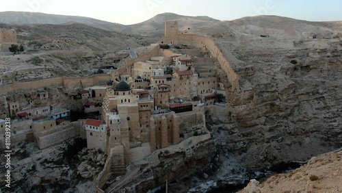 Saint George Orthodox Monastery, Israel, 2022
St. George Orthodox Monastery, or Monastery of St. George of Choziba, Wadi Qelt, Judean desert, Israel, drone view
