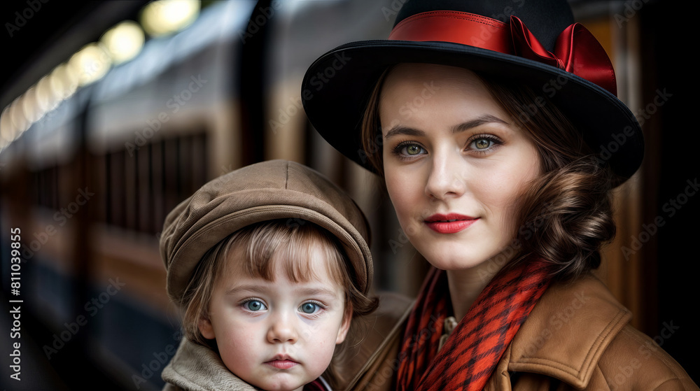 Portrait of a mother and her child created with Generative AI technology Portrait of a mother and her child created with Generative AI technology