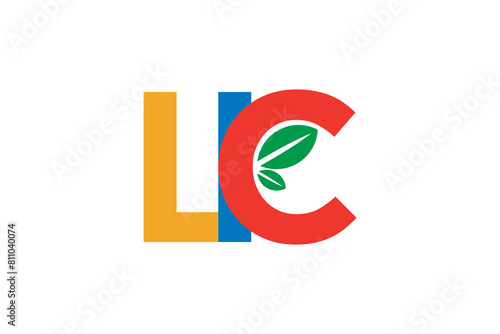 Human empowerment logo vector design with the initials L I C with green leaf elements.