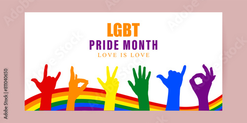 Vector illustration of Happy Pride Month social media feed template