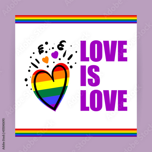 Vector illustration of Happy Pride Month social media feed template