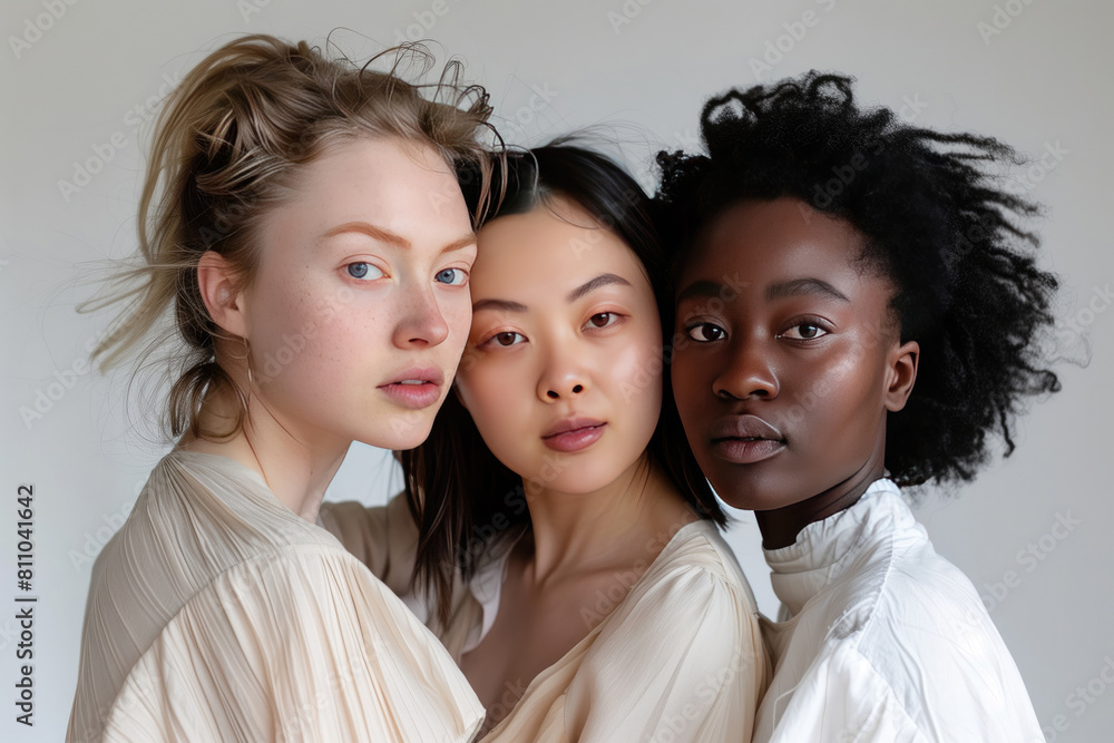 Portrait of three beautiful multiracial women. Portrait of three beautiful multiracial women.