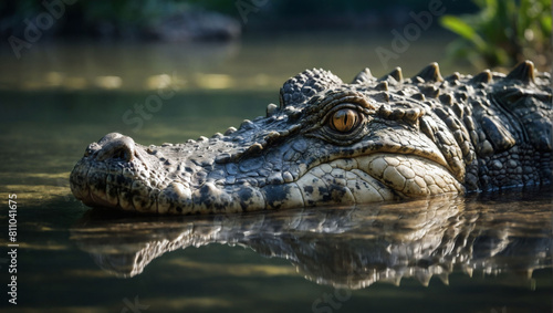 River Guardian  Crocodile Resting in its Aquatic Environment