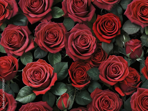 Roses in Full Bloom  Wallpaper Design Showcasing Natural Fresh Red Roses  Perfect for a Stunning Flower Wall Background