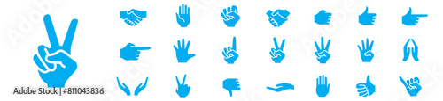 Hand gesture icon set. Editable stroke icons collection illustration vector. photo