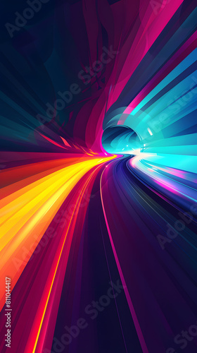 Abstract Neon Lines Background with Purple, Blue and Pink yellow Stripes photo