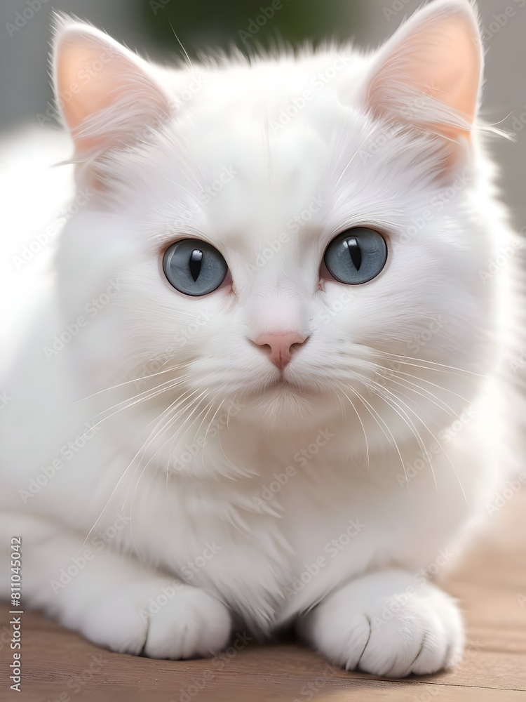 White Cat Animal Realistic Photo Illustration Art White Cat Animal Realistic Photo Illustration Art