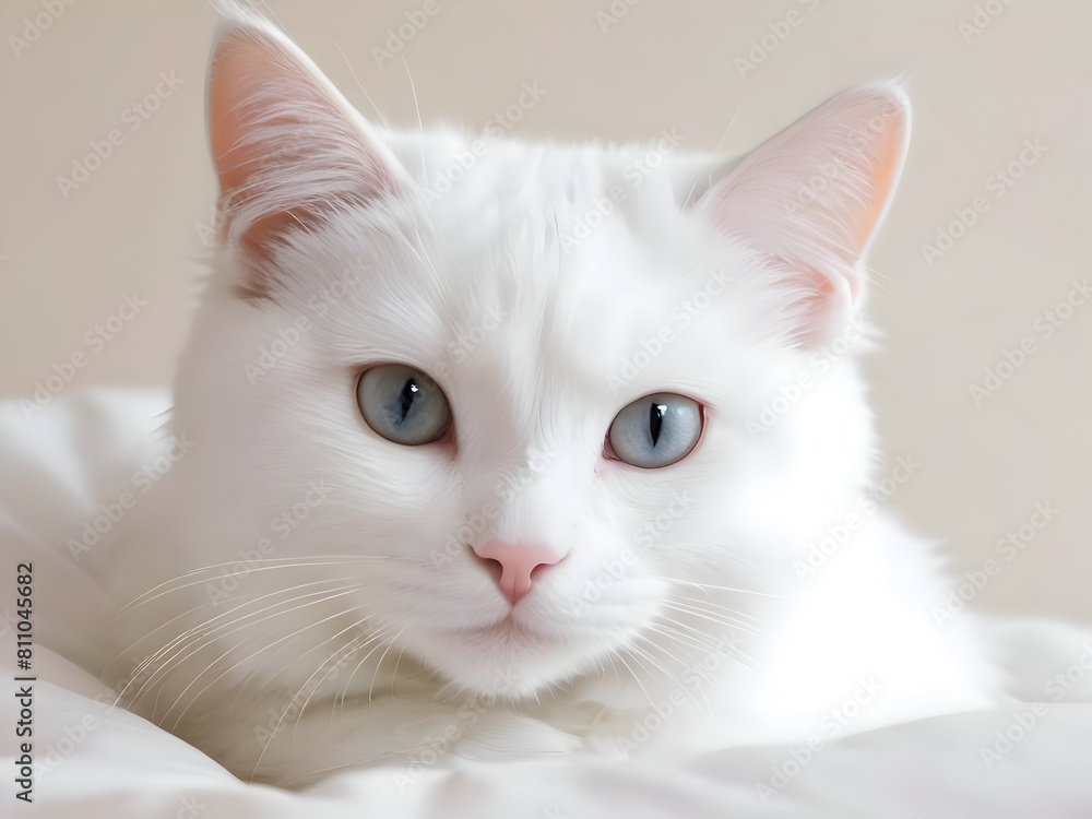 White Cat Animal Realistic Photo Illustration Art White Cat Animal Realistic Photo Illustration Art