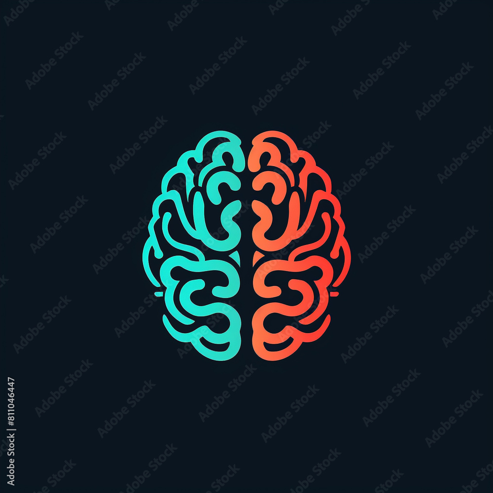 A two-color logo in semi skewmorphic style for a business and AI intelligence start-up called Mental Refraction