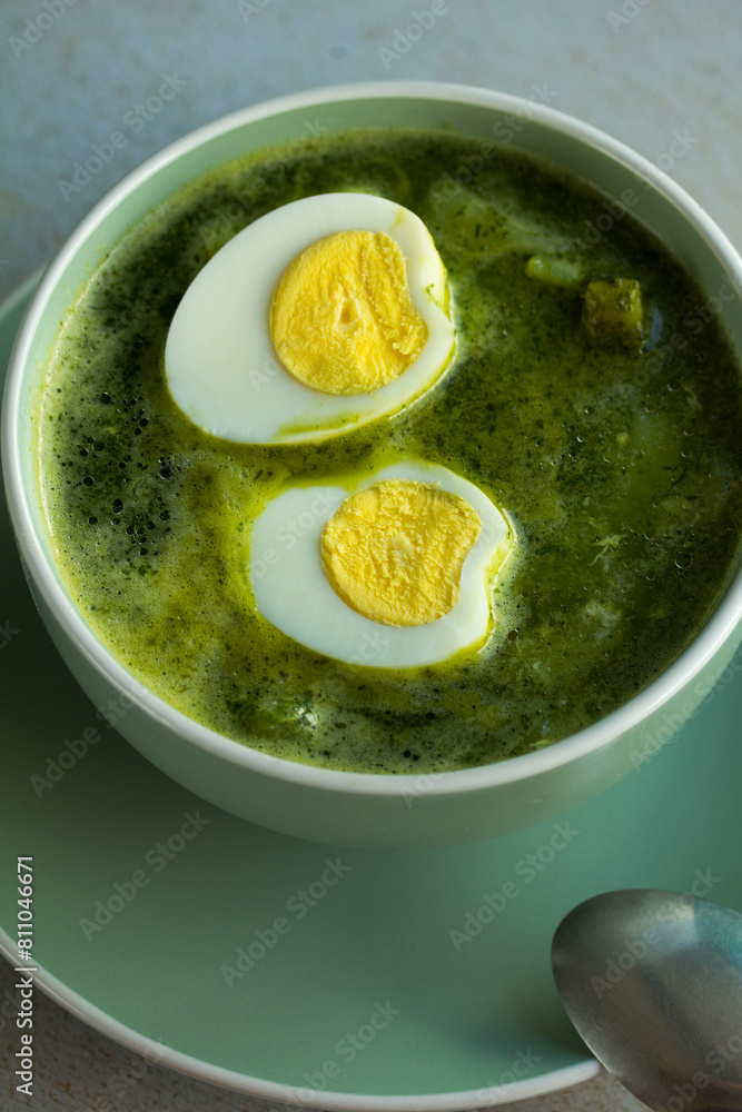 Photo of peruvian green soup. Concept of soups. Photo of peruvian green soup. Concept of soups.
