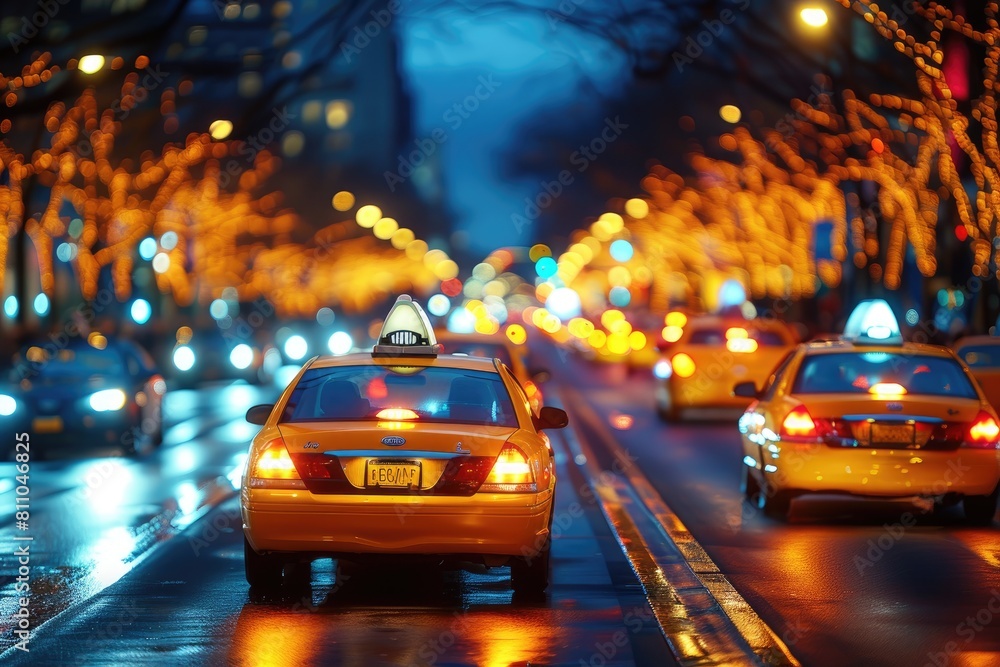 urban city bustling street with bright lights professional photography