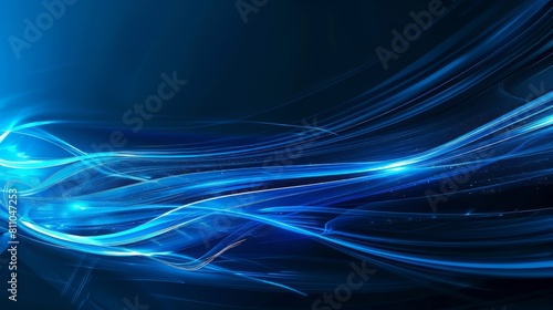 Blue abstract background with smooth light blue waves