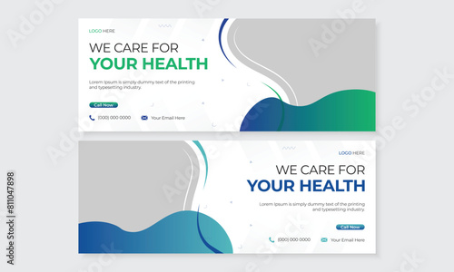 Abstract minimal medical health care social media facebook timeline cover banner design template for hospital clinic doctor advertising promotion web banner ads post layout bundle set
