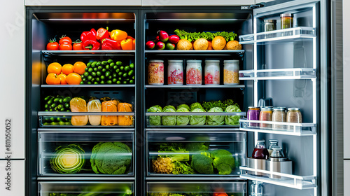 Large refrigerator that can keep food fresh on white background.