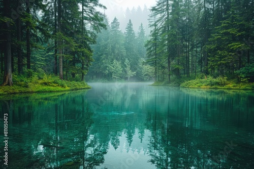 Magnificent lake in the middle of the forest professional photography