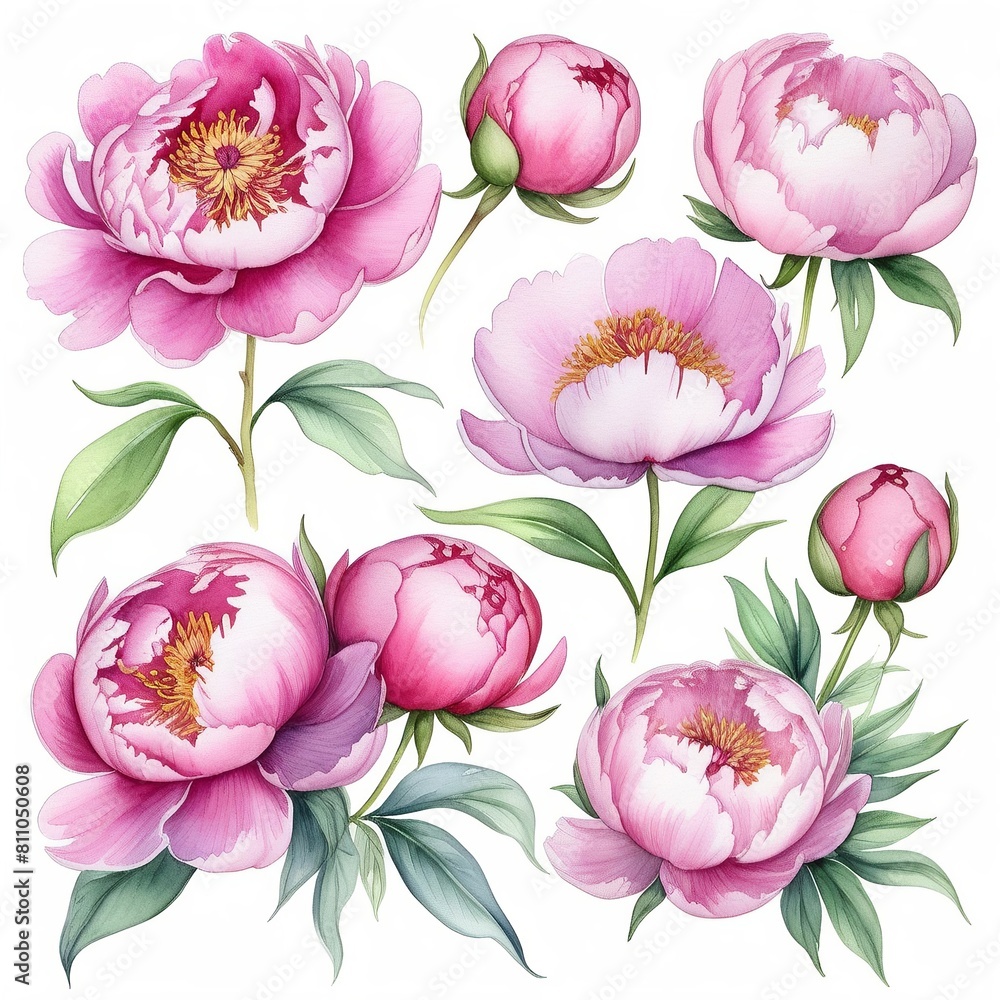 Image of a peony flowerer in a watercolor style Image of a peony flowerer in a watercolor style