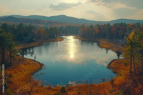 Magnificent lake in the middle of the forest professional photography