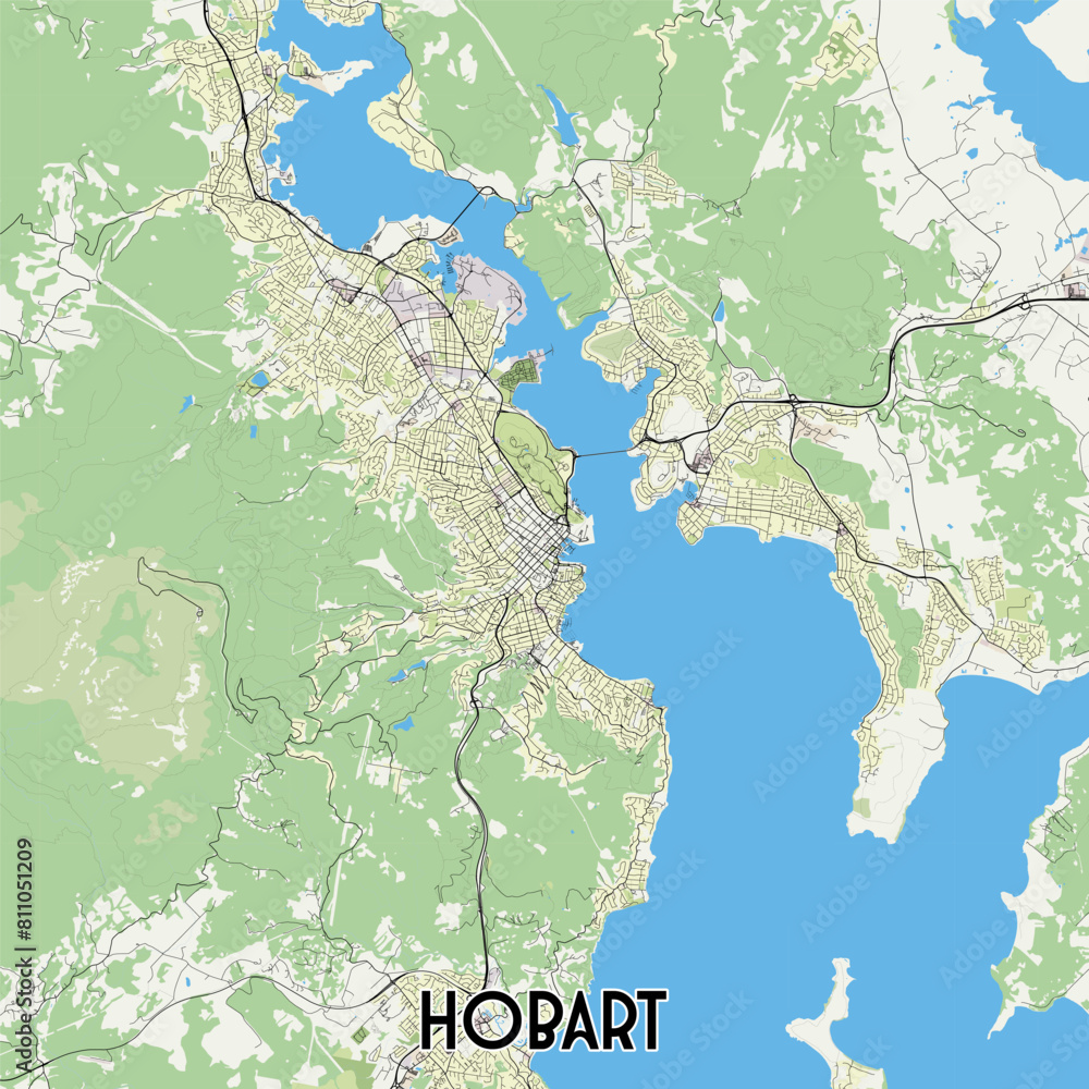 Hobart Australia map poster art