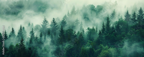 Tranquil Foggy Forest Landscape
