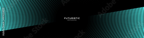 3D black blue techno abstract background overlap layer on dark space with glowing lines decoration. Modern graphic design element circles style concept for web, poster, flyer, card, or brochure cover