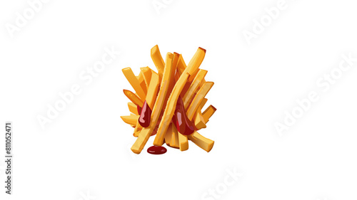 Gestapelte Pommes Frittes mit Ketchup