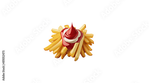 Gestapelte Pommes Frittes  mit Ketchup und Mayo