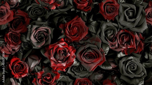 a vast background of deep roses arranged in an endless pattern  evoking a sense of romance and mystery. SEAMLESS PATTERN