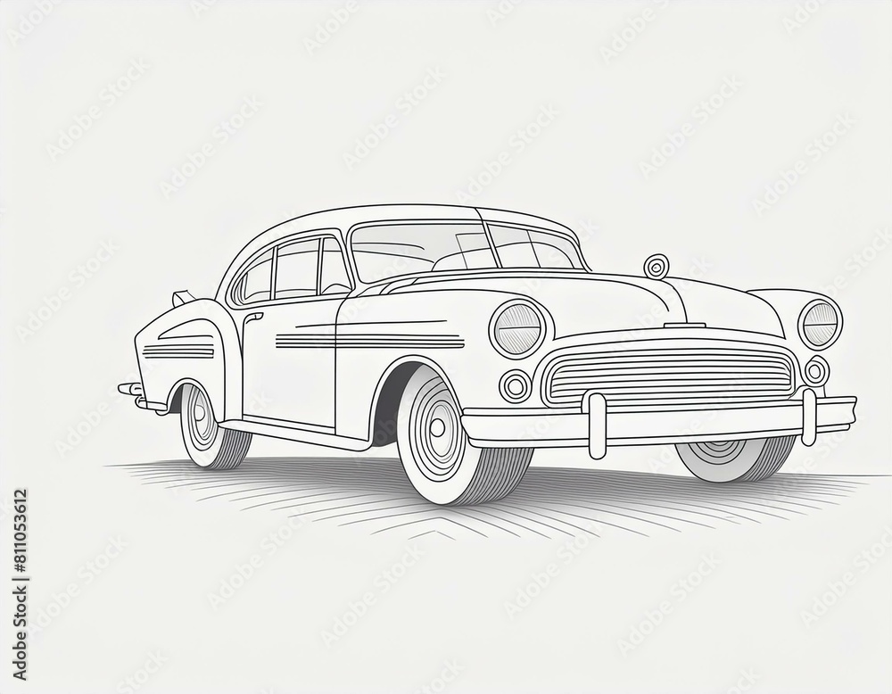 logo voiture dessin voiture ancienne, vintage en dessin ia