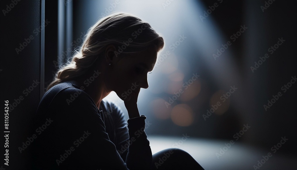 Very sad emotion overwhelmed woman trying not to cry and being in high depression Very sad emotion overwhelmed woman trying not to cry and being in high depression